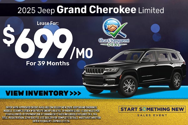 Lease a 2025 Jeep Grand Cherokee Limited for $699/mo for 39 Months