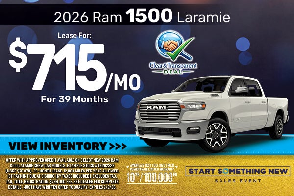 Lease a 2026 RAM 1500 Laramie for $715/mo for 39 Months